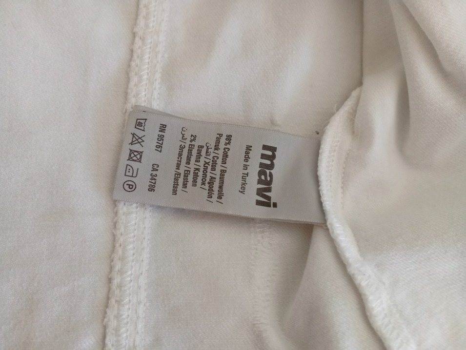 Düğmeli Beyaz Kadın kot Ceket - Görsel 3