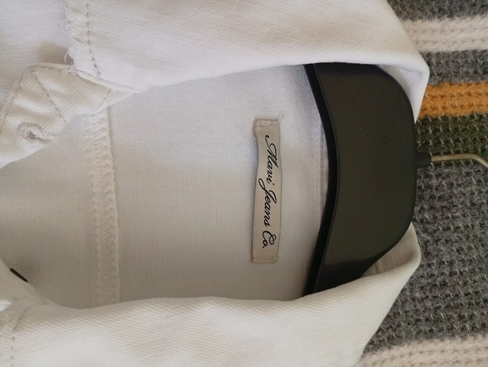 Düğmeli Beyaz Kadın kot Ceket - Görsel 5