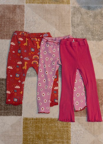 E adet Renkli Kız Çocuk Tayt Seti - Görsel 2