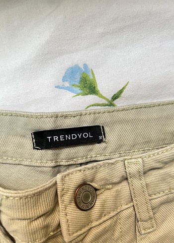 Bej Kadın Bol Kesim Midi Kot Pantolon - Görsel 2