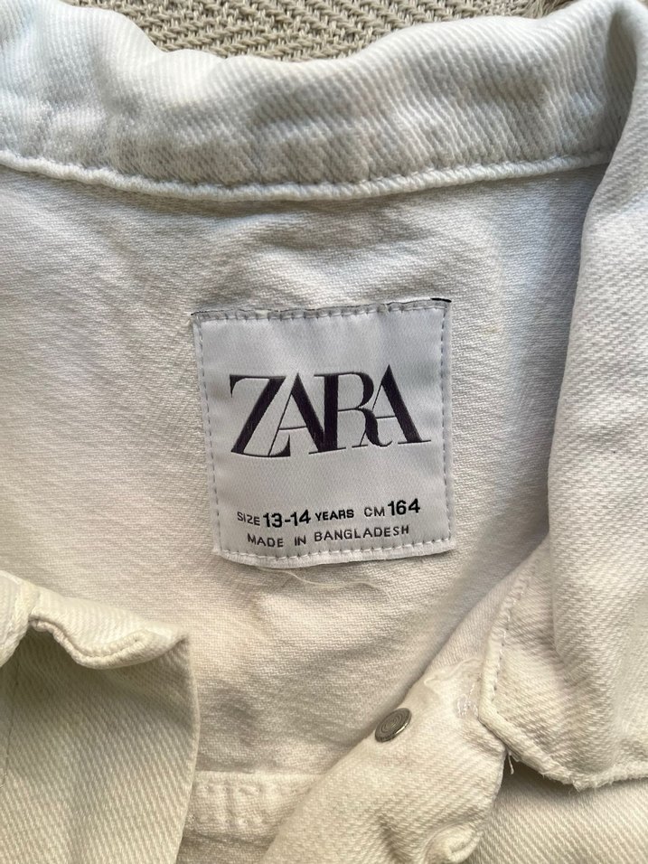 Zara Beyaz Pamuklu Düğmeli Denim Ceket - Görsel 2