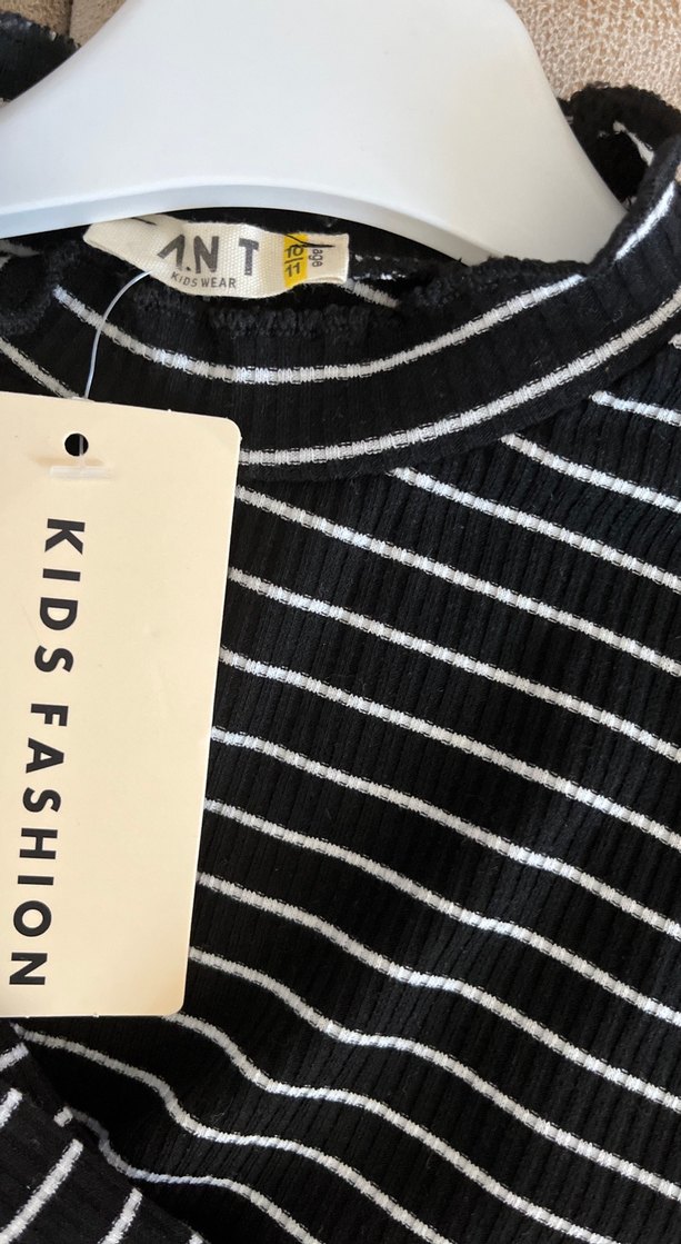 Siyah Beyaz Çizgili Kadın Triko Kazak - Görsel 3