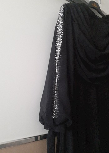 Abiye Siyah Uzun Kollu Drapeli Gotik Abiye