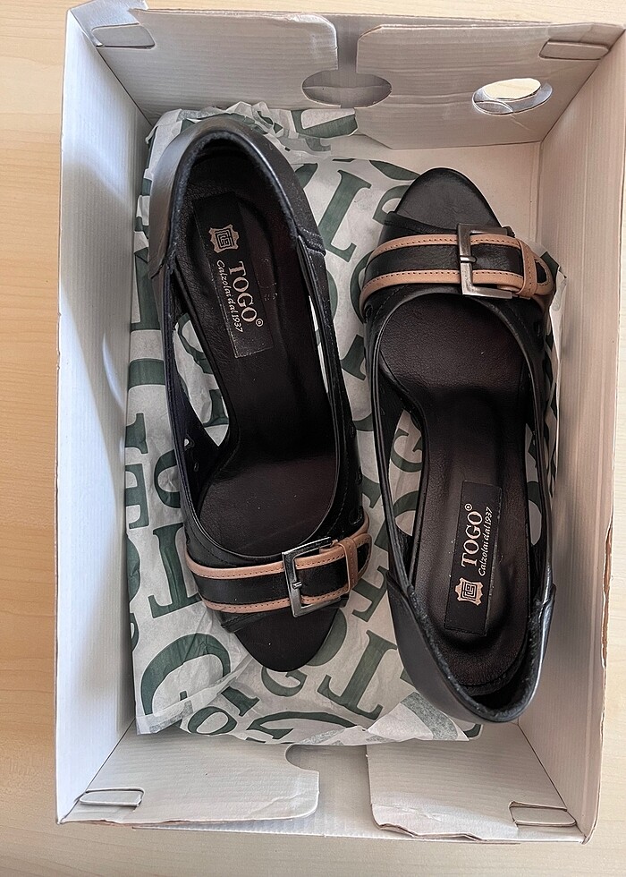 Togo topuklu ayakkabı, handmade, deri, giyilmedi. - Görsel 3