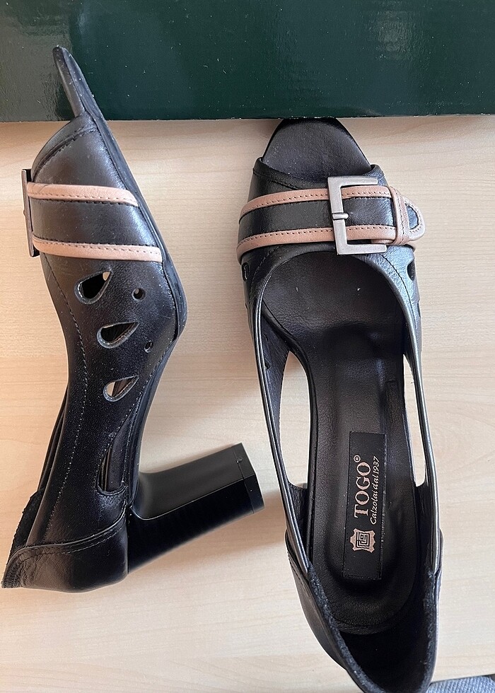 Togo topuklu ayakkabı, handmade, deri, giyilmedi. - Görsel 4