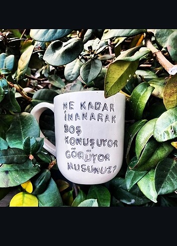 Yazili seramik el yapımı kupa-mug