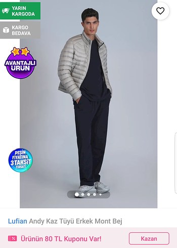 Lufian Andy Kaz Tüyü Erkek Mont Bej