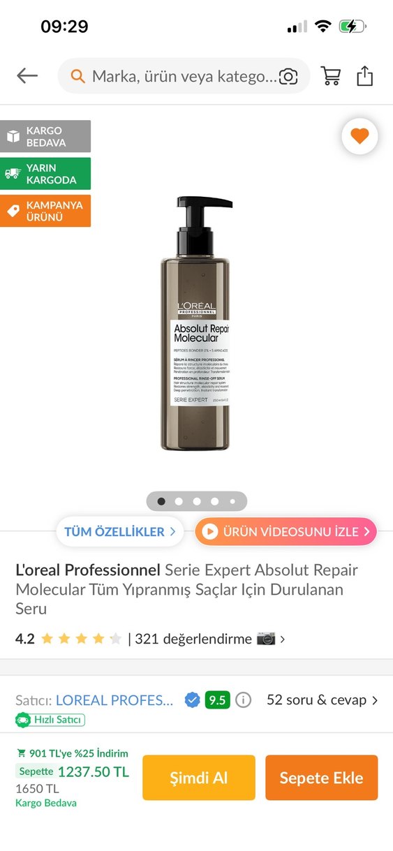 L'Oréal Absolut Repair Molecular Saç Serumu 250 ml - Görsel 4