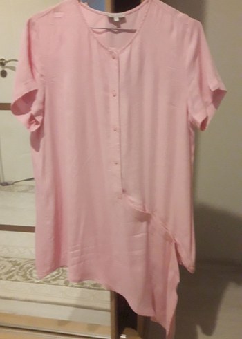 Diğer Düğmeli Pudra Pembe V Yaka Kadın Bluz