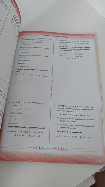  Beden Sonuç Yayinlari 1. dereceden denklemler esitsizlikler mutlak deg