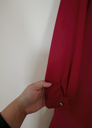 Asmode Bordo Düğmeli Kadın Gömlek ASMIRAYE