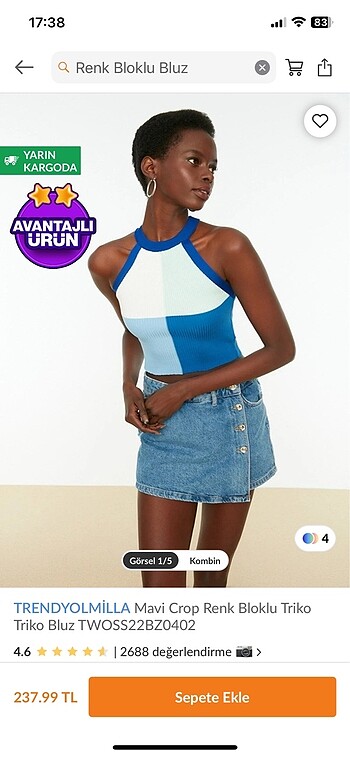 Trendyol & Milla Trendyolmilla crop renk bloklu bluz