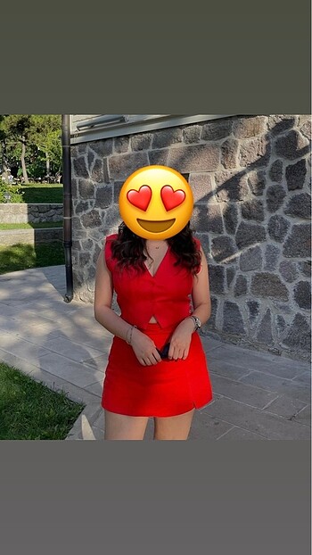 Trendyolmilla kırmızı jean şort etek 38