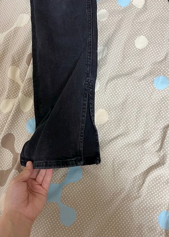 Kadın Gri Midi Boy Yırtmaçlı Denim Pantolon - Görsel 2