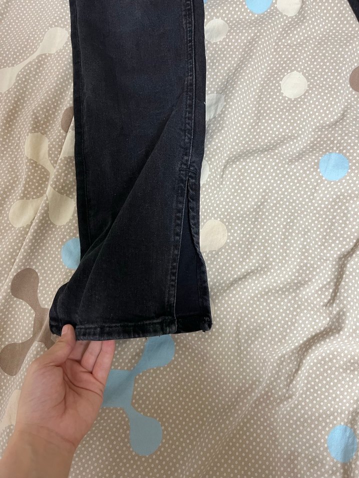 Kadın Gri Midi Boy Yırtmaçlı Denim Pantolon - Görsel 2