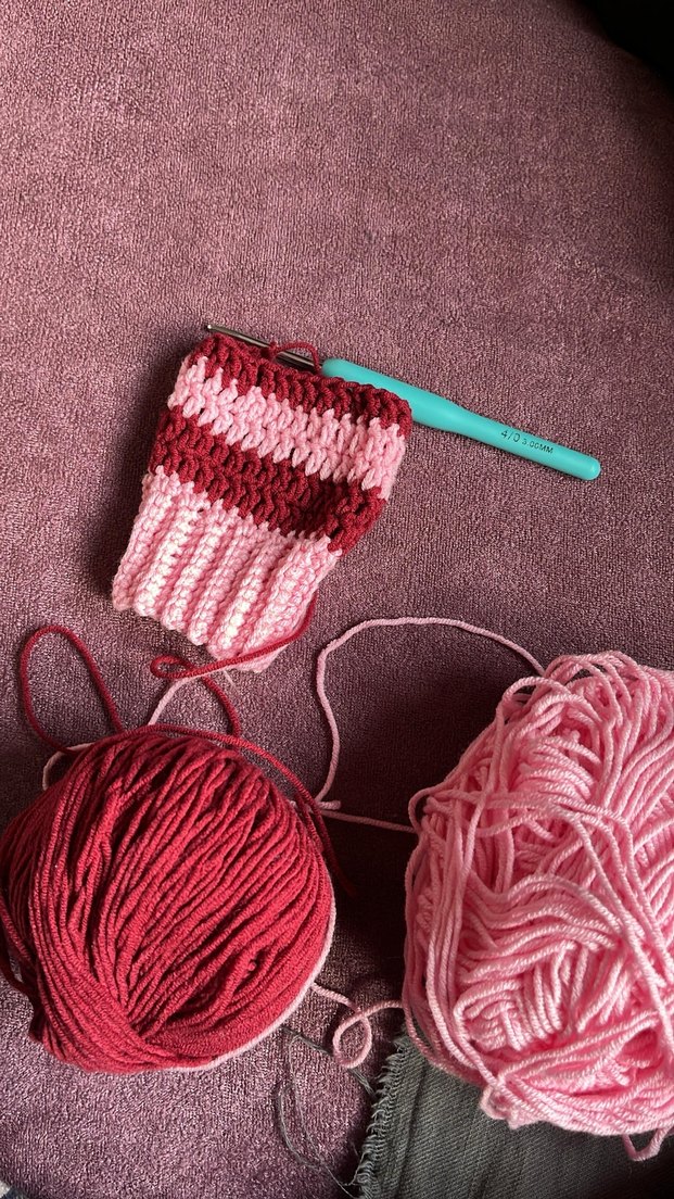 Bordo Çizgili Örgü Kadın Eldiven viral olan - Görsel 2