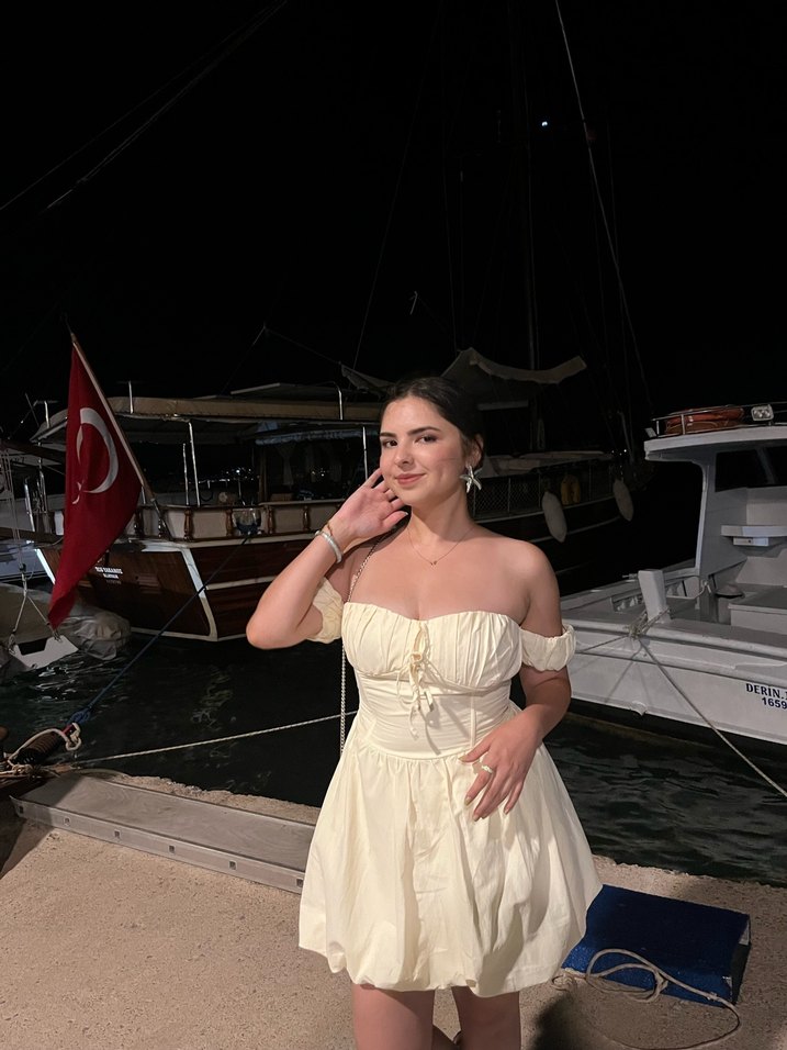 Sarı Straplez Mini Bohem Elbise - Görsel 2