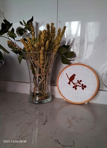 Kuş desenli kanavice pano 