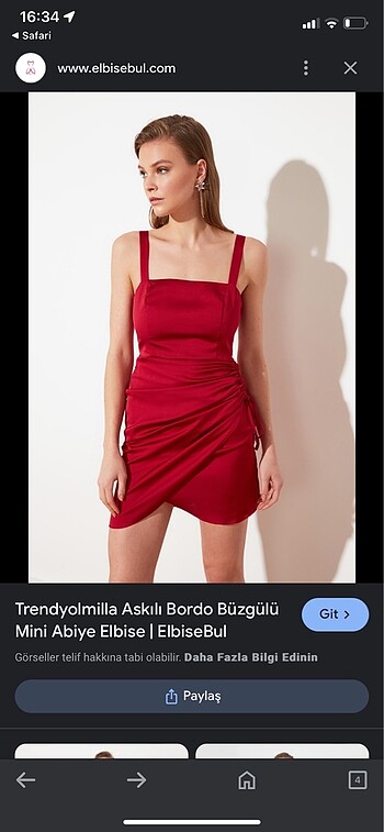 Trendyol & Milla Saten bordo elbise