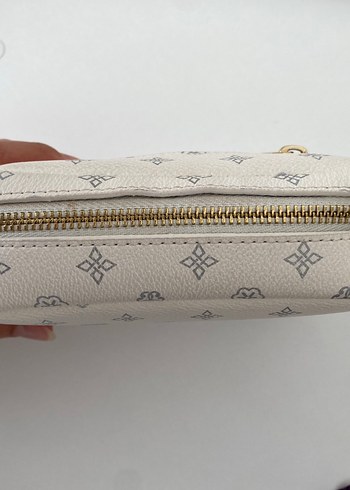 Beyaz Baskılı Deri Kadın Çanta - Görsel 5