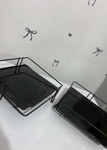 Siyah Metal Makyaj Organizeri+ peçetelik - Görsel 2