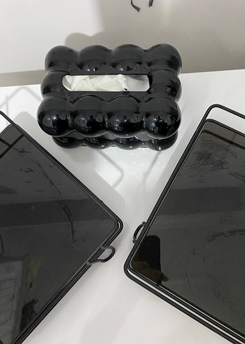 Siyah Metal Makyaj Organizeri+ peçetelik - Görsel 3