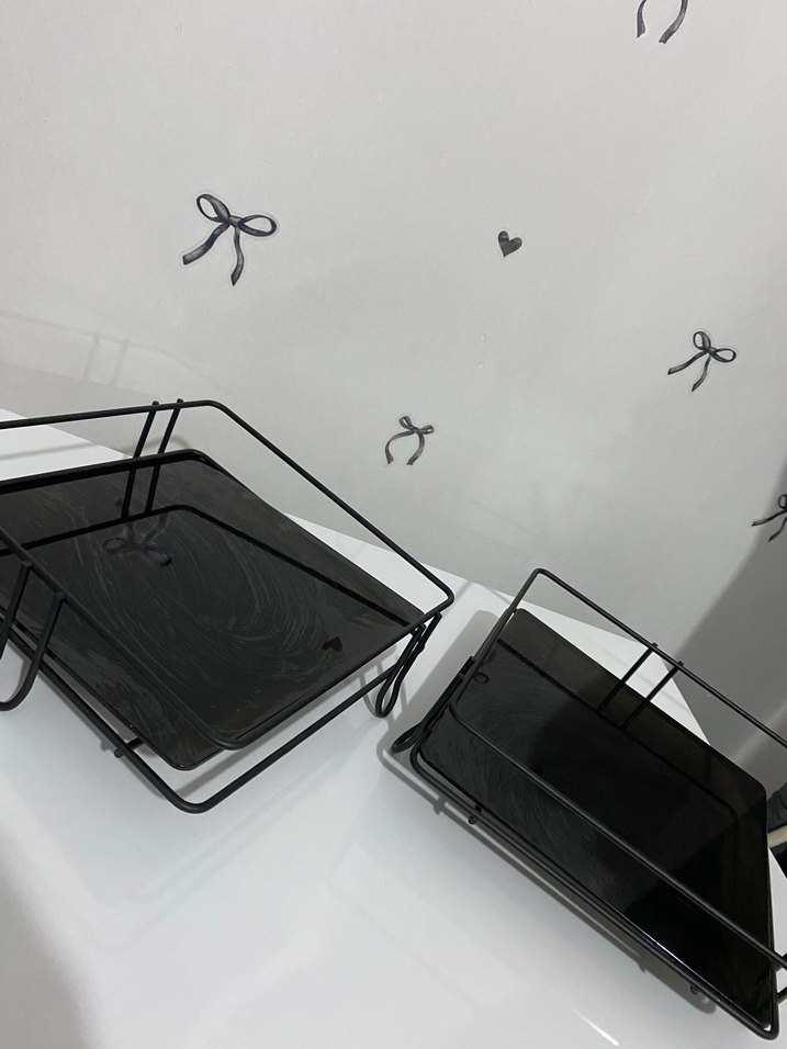 Siyah Metal Makyaj Organizeri+ peçetelik - Görsel 2