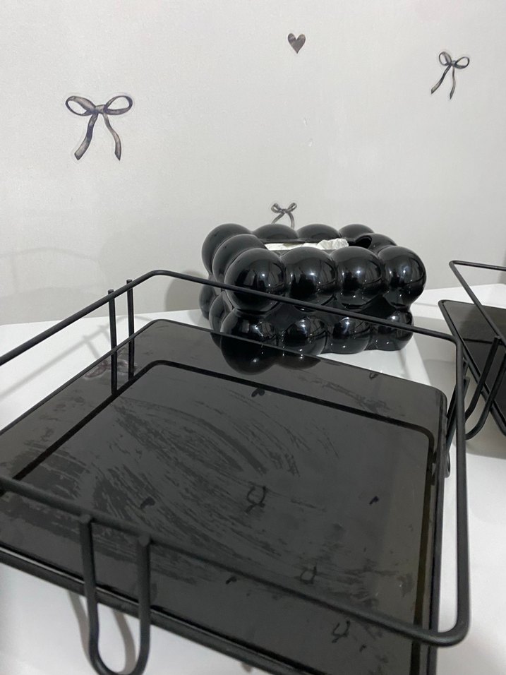 Siyah Metal Makyaj Organizeri+ peçetelik - Görsel 5