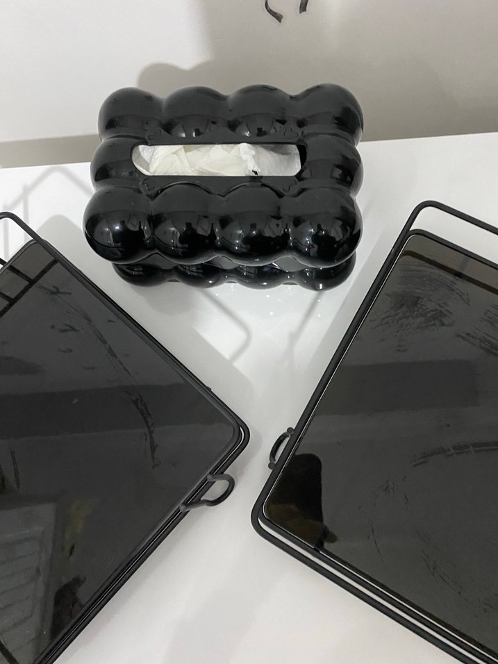 Siyah Metal Makyaj Organizeri+ peçetelik - Görsel 3