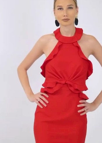 Kırmızı Abiye elbise - Görsel 16