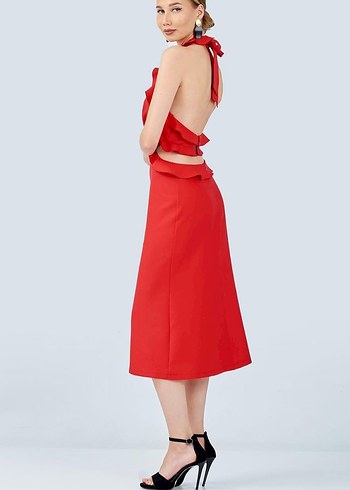 Kırmızı Abiye elbise - Görsel 17