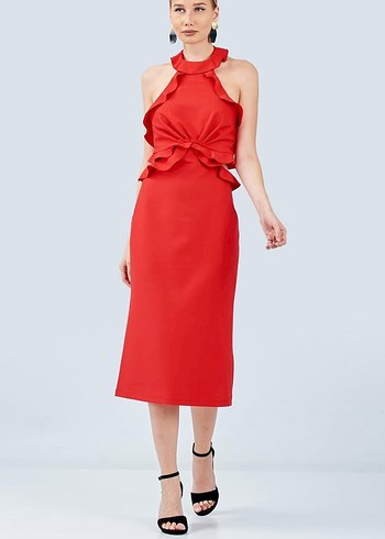 Kırmızı Abiye elbise - Görsel 18