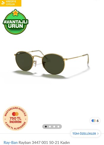 Ray Ban Ray-Ban Kadın Altın Renkli Gözlük