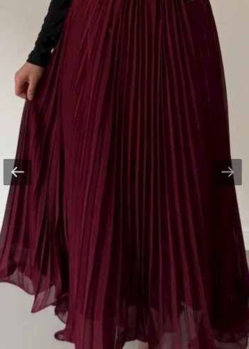 Zara Bordo Pilili Uzun Kadın Etek