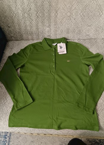 l Beden Yeşil Uzun Kollu Polo Tişört