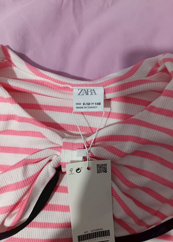 Kız Çocuk Pembe Çizgili Fırfırlı Sweatshirt - Görsel 3