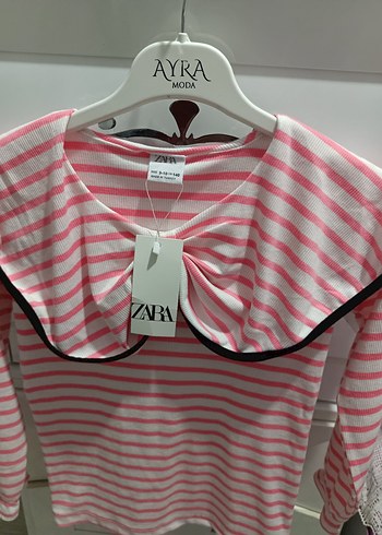 Kız Çocuk Pembe Çizgili Fırfırlı Sweatshirt - Görsel 8