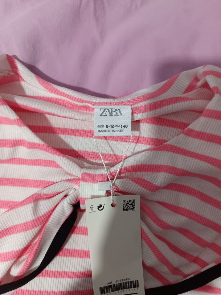 Kız Çocuk Pembe Çizgili Fırfırlı Sweatshirt - Görsel 3