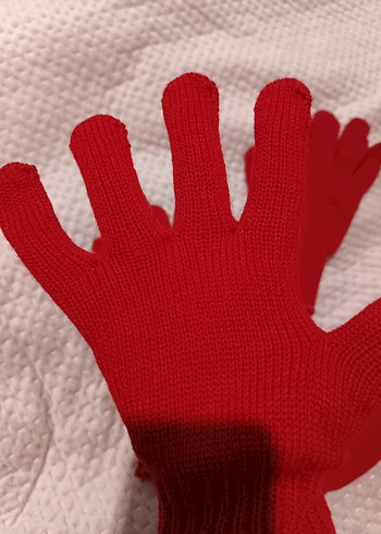3 adet Kırmızı Örme Kadın Eldiven - Görsel 2
