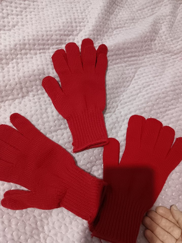 3 adet Kırmızı Örme Kadın Eldiven - Görsel 4