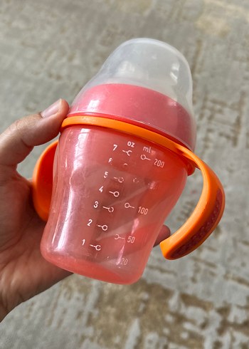 Turuncu Bebek Biberonu, Renkli Kulplu - Görsel 3