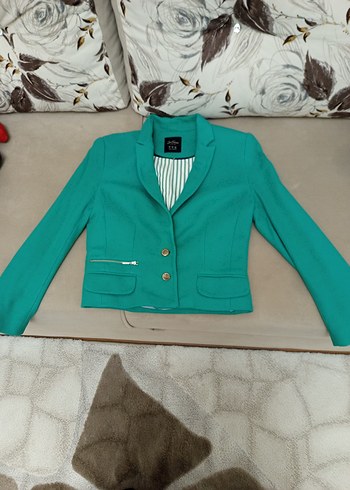 Zara Turkuaz Siklik İki Dugmeli Blazer Ceket