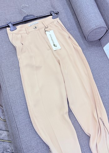 Kadın Mavi Pilili Kumaş Pantolon - Görsel 8