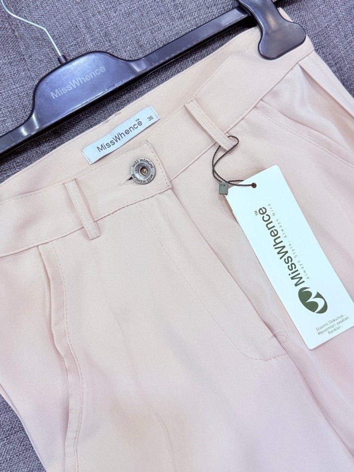 Kadın Mavi Pilili Kumaş Pantolon - Görsel 5