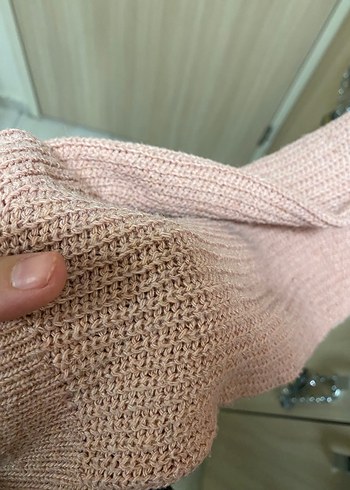 Pembe Fitilli Triko hırka - Görsel 5