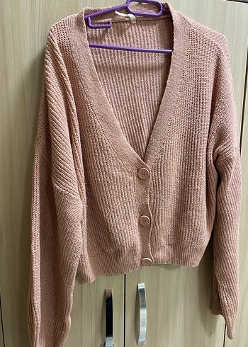 Pembe Fitilli Triko hırka - Görsel 2