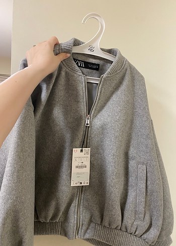 Gri Fermuarlı Kadın Ceket - Görsel 3