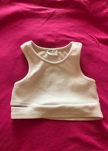 Kız Çocuk Beyaz Örgü Kolsuz Crop - Görsel 2