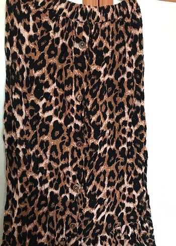 Leopar Desenli Midi Volanlı Etek - Görsel 2