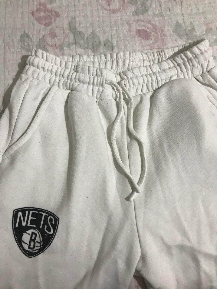 Beyaz Baskılı Rahat Kesim Kadın Eşofman Altı - Görsel 3